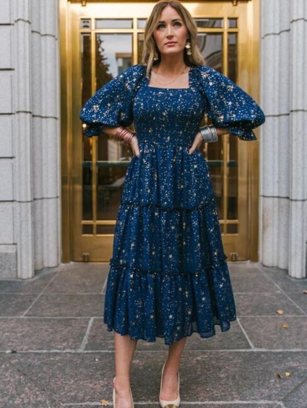 Ivy City Co Starry Nights Midi Dress Celestial Whimsical Cottagecore Size XS